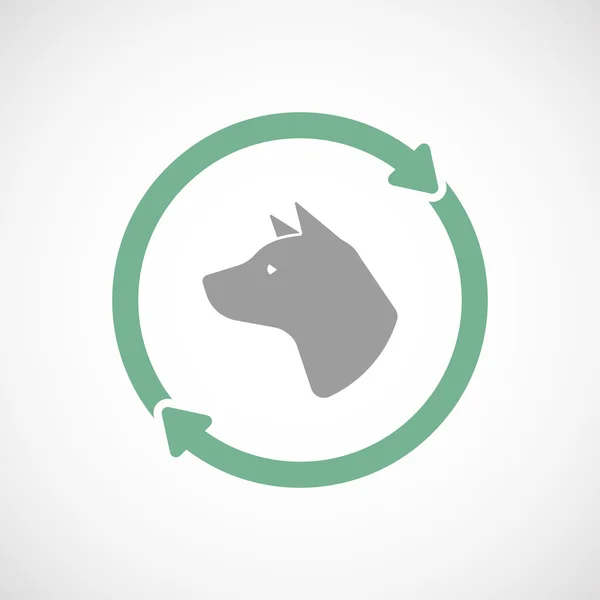 Icona di riutilizzo isolato con una testa di cane — Vettoriale Stock