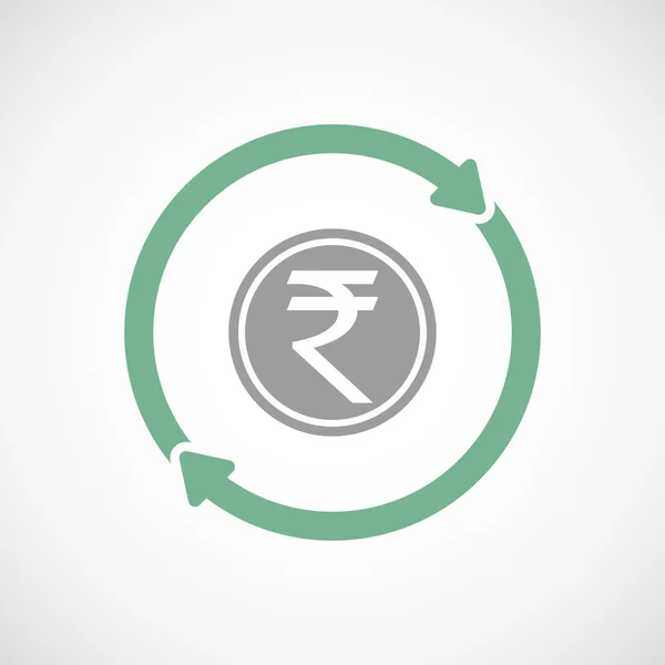 Изолированная иконка повторного использования с иконкой рупии — стоковый вектор