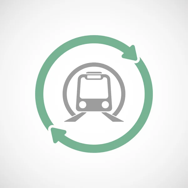 Ícone de reutilização isolado com um ícone de trem de metrô — Vetor de Stock