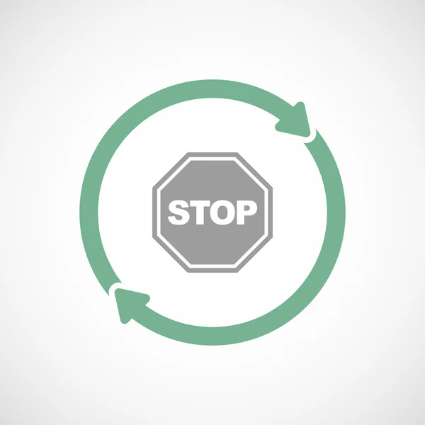 Geïsoleerde hergebruik pictogram met een stop signaal — Stockvector