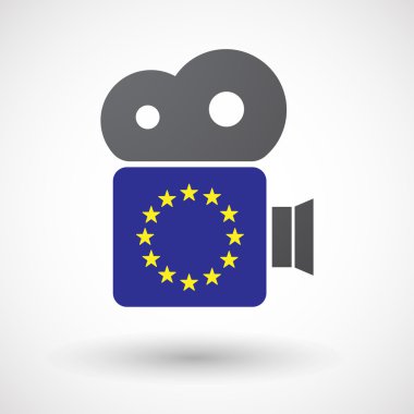 AB bayrağı yıldız ile izole retro sinema kamera simgesi