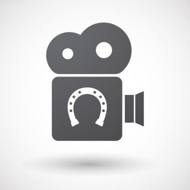 Bir nal işareti ile izole retro sinema kamera simgesi