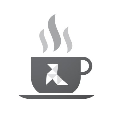 Bir kağıt kuş ile izole kahve Kupası simgesi