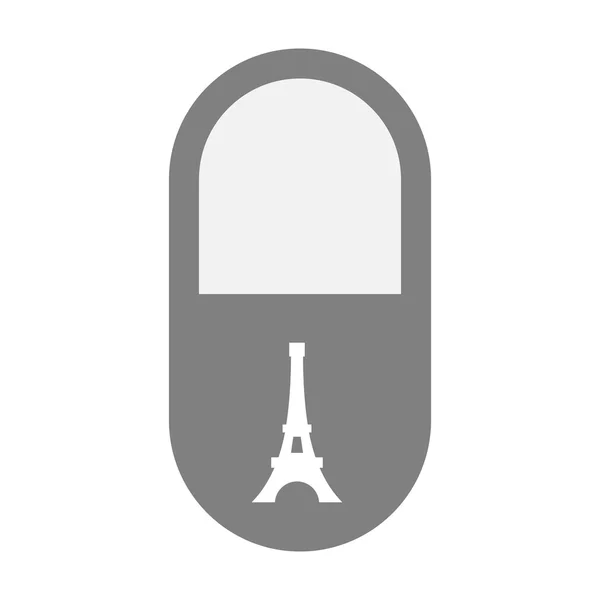 Ícone de pílula isolada com a torre Eiffel — Vetor de Stock