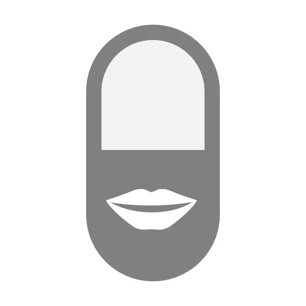 Isolée icône pilule avec une bouche féminine souriante — Image vectorielle