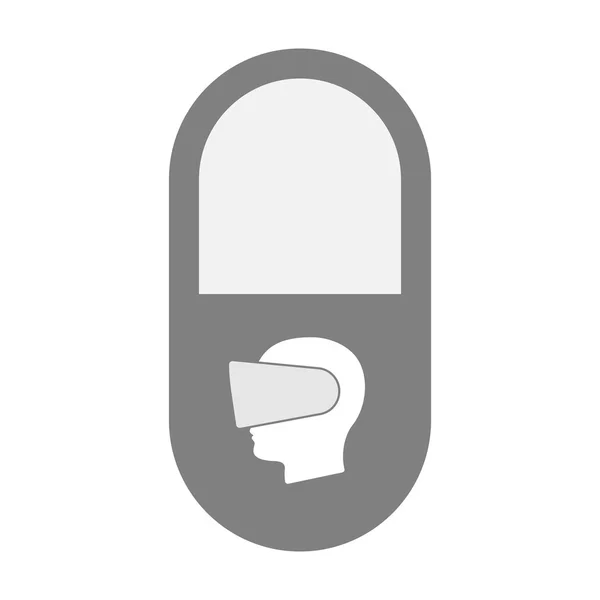 Icona pillola isolata con una testa maschile che indossa una realtà virtuale h — Vettoriale Stock