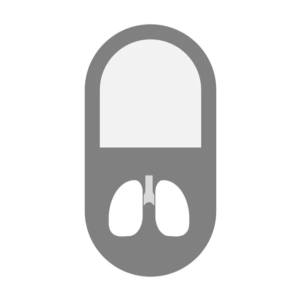 Icona pillola isolata con un'icona polmonare umana sana — Vettoriale Stock