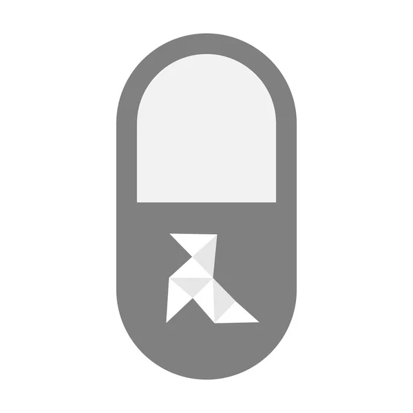 Isolée icône pilule avec un oiseau de papier — Image vectorielle