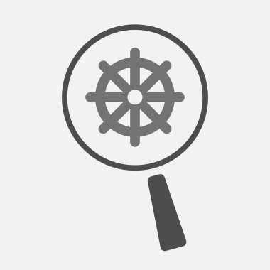 Dharma çakra işaretiyle izole büyüteç simgesini