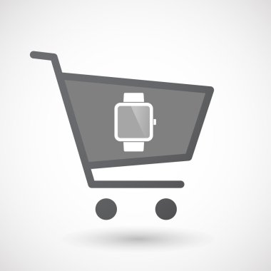 Akıllı saat takan izole alışveriş sepeti simgesini