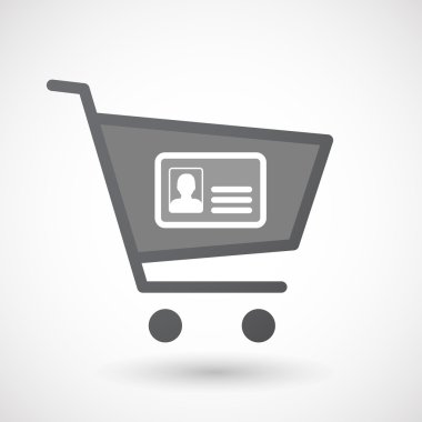 Kimlik kartı ile izole alışveriş sepeti simgesi