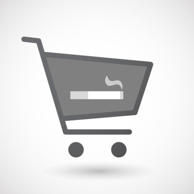 Bir sigara ile izole alışveriş sepeti simgesi