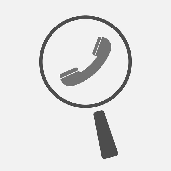 Ícone de lupa isolado com um telefone — Vetor de Stock
