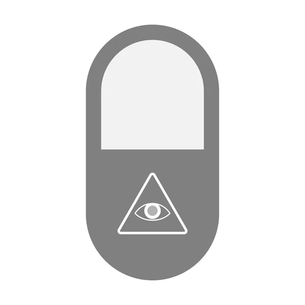 Isolated pill icon with an all seeing eye — Stock Vector