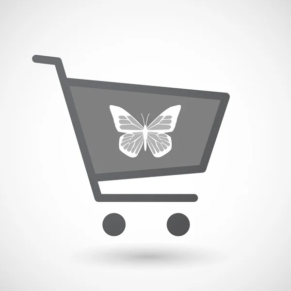 Icono de carrito de compras aislado con una mariposa — Archivo Imágenes Vectoriales