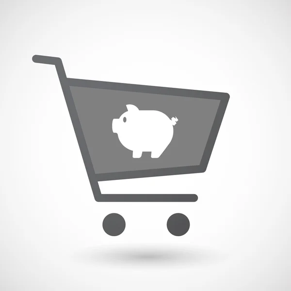 Isolerade shopping cart ikonen med en gris — Stock vektor