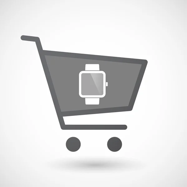 Icono de carrito de compras aislado con un reloj inteligente — Archivo Imágenes Vectoriales