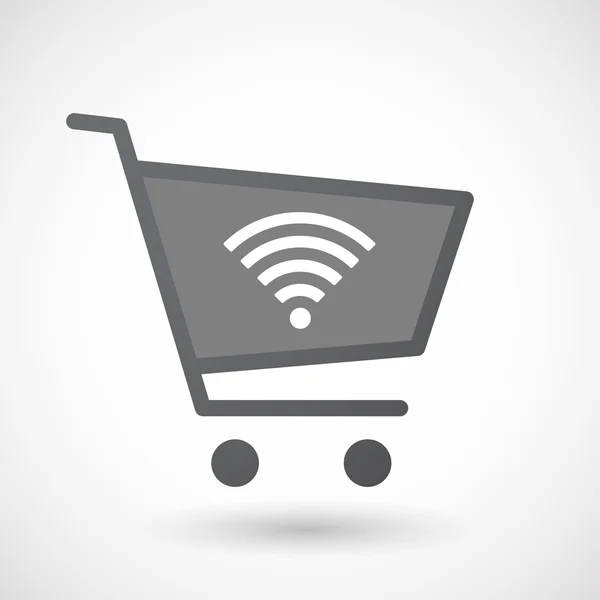 Icono de carrito de compras aislado con un signo de señal de radio — Archivo Imágenes Vectoriales