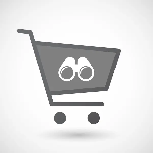 Icono de carrito de compras aislado con binoculares — Archivo Imágenes Vectoriales