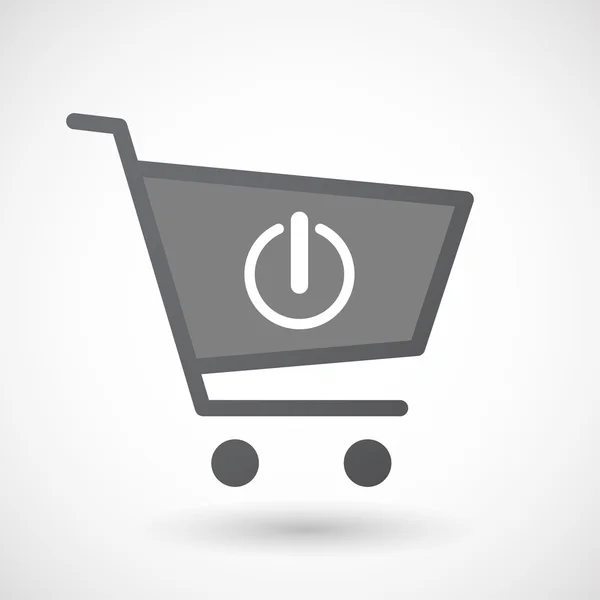 Isolerade shopping cart ikonen med en off-knapp — Stock vektor