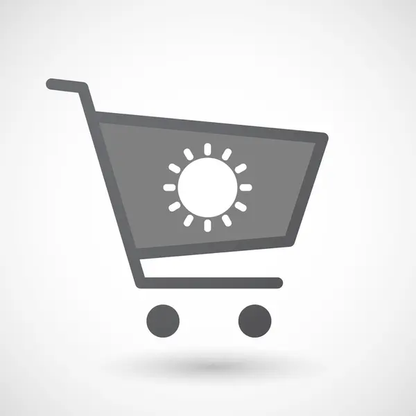Isolerade shopping cart ikonen med en sol — Stock vektor