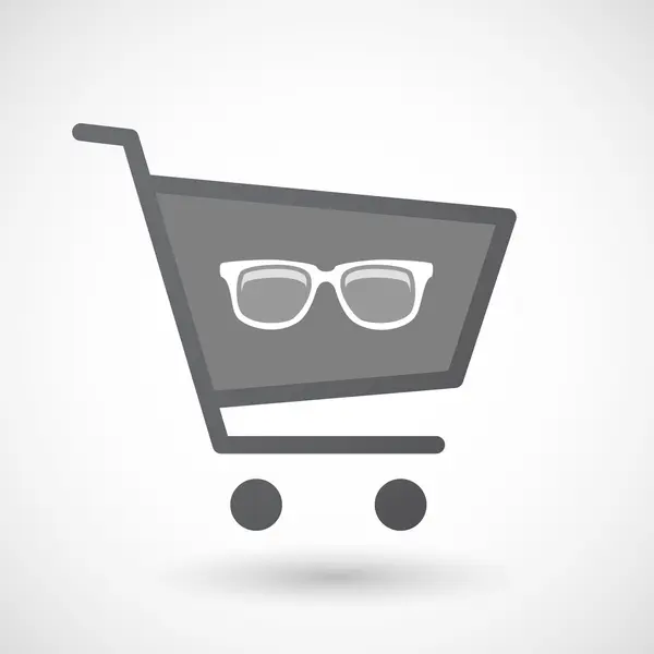 Ícone de carrinho de compras isolado com óculos — Vetor de Stock