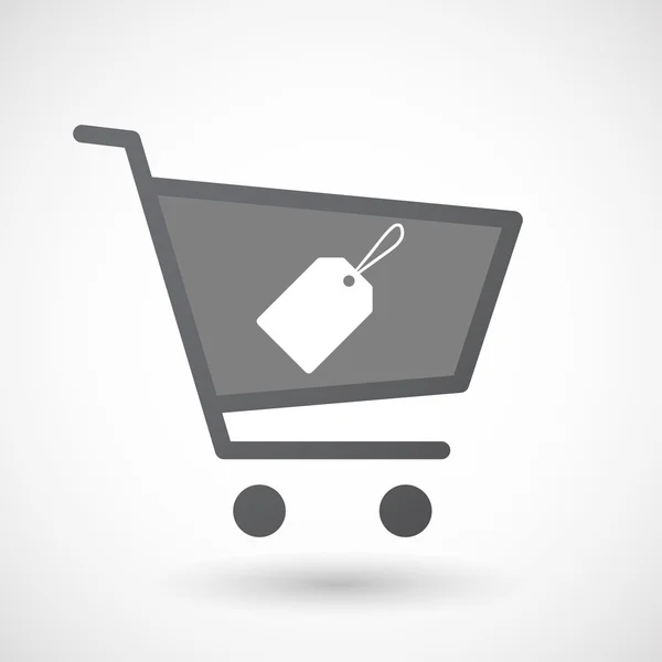 Icono de carrito de compras aislado con una etiqueta — Archivo Imágenes Vectoriales