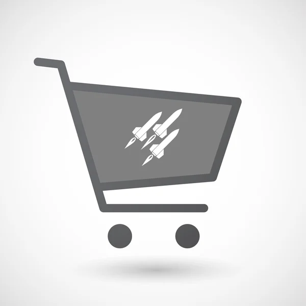Isolerade shopping cart ikonen med missiler — Stock vektor