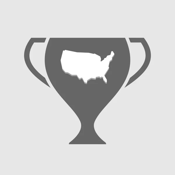 ABD Haritası ile izole Ödülü Kupası simgesi — Stok Vektör