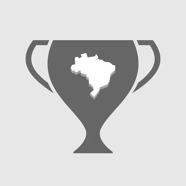 Ícone isolado da taça de premiação com mapa de Brasil — Vetor de Stock