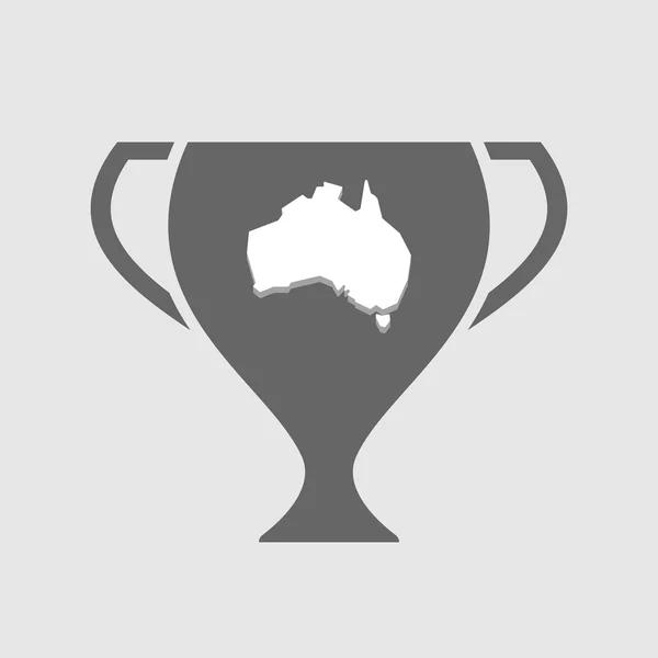 Vereinzelte Preisbecher-Ikone mit einer Karte von Australien — Stockvektor