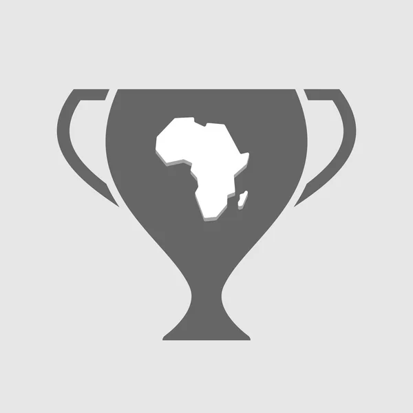 Geïsoleerde award cup icoon met een kaart van het Afrikaanse continent — Stockvector