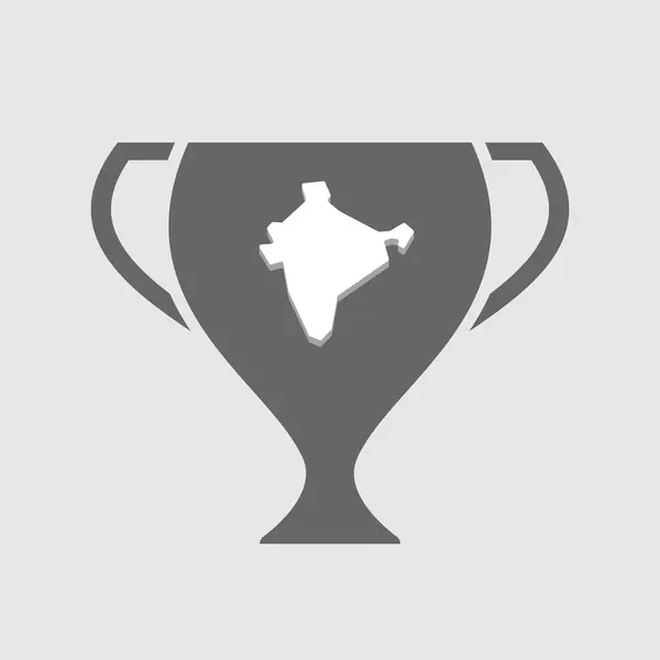 Isolé icône de la coupe de prix avec une carte de L'Inde — Image vectorielle