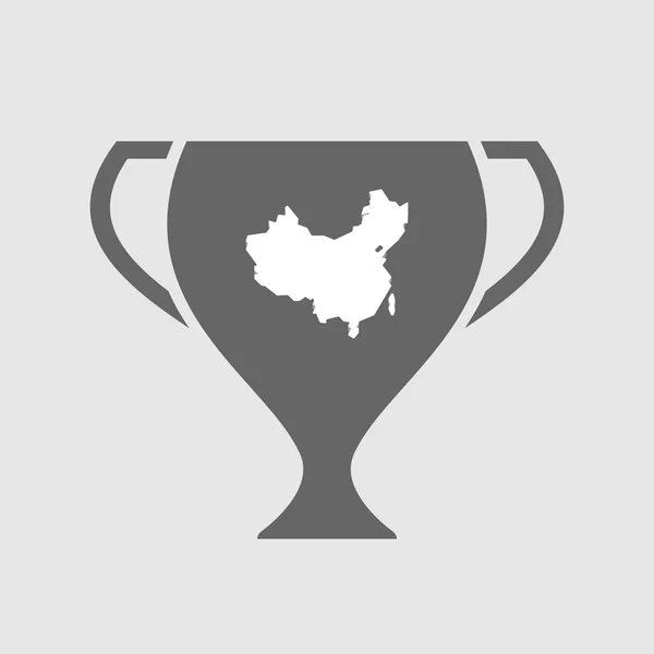 Isolé icône de la coupe de prix avec une carte de La Chine — Image vectorielle