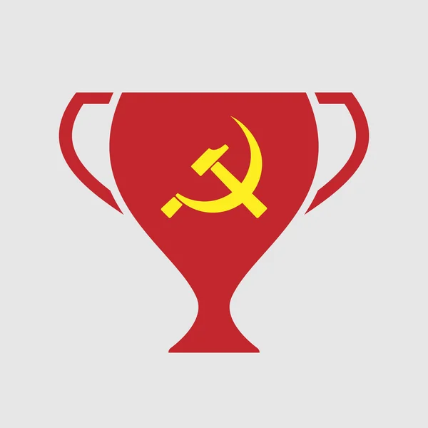 Isolé icône de coupe de prix avec le symbole communiste — Image vectorielle