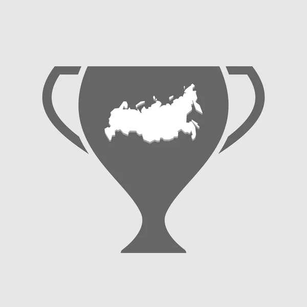 Isolerade award cup ikon med en karta över Ryssland — Stock vektor