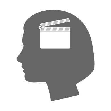 İzole kadın baş bir Klaket simgesiyle siluet