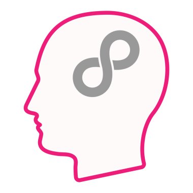 Sonsuz işareti simgesi izole erkek baş siluet