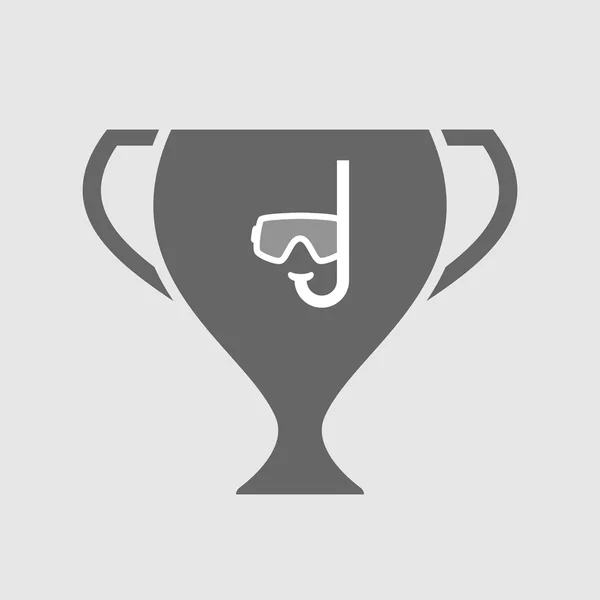 Isolerade award cup ikonen med en dykning glasögon — Stock vektor