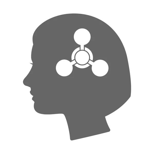 Geïsoleerde vrouwelijke hoofd silhouet icoontje met een teken van chemisch wapen — Stockvector
