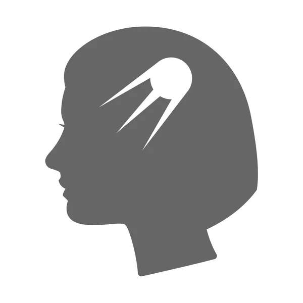 孤立した女性の頭のシルエットのビンテージ衛星アイコン — ストックベクタ