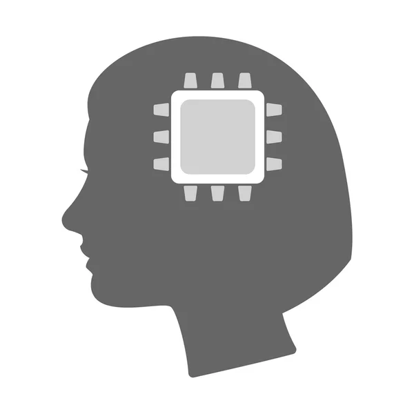 Głowy kobiece kobieta na białym tle sylwetka ikona z cpu — Wektor stockowy