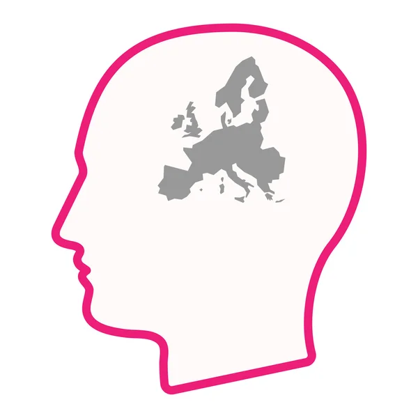 Isolierte männliche Kopf Silhouette Ikone mit einer Europakarte — Stockvektor