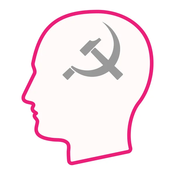 Głowa mężczyzna na białym tle sylwetka ikona z symbolem komunistycznego — Wektor stockowy