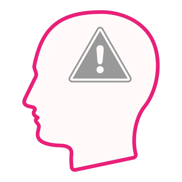 Isolato maschio icona silhouette testa con un segnale di avvertimento — Vettoriale Stock