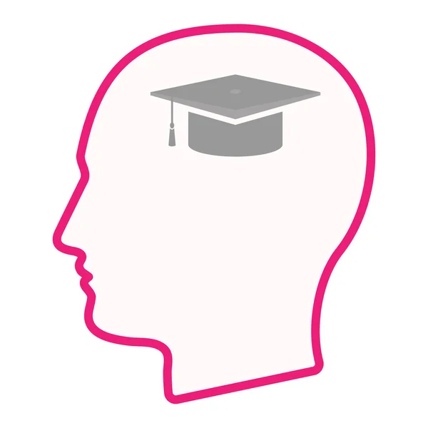 Isolato icona della silhouette della testa maschile con un tappo di laurea — Vettoriale Stock