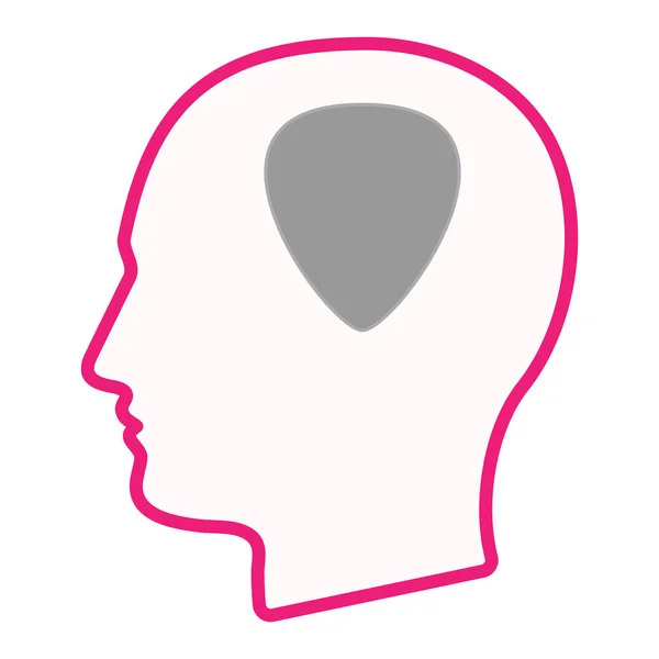 Geïsoleerde mannelijke hoofd silhouet pictogram met een plectrum — Stockvector