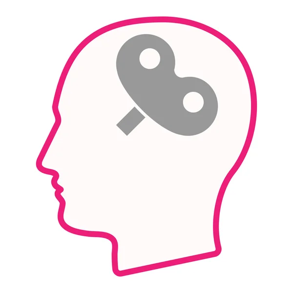 Geïsoleerde mannelijke hoofd silhouet pictogram met een zwengel speelgoed — Stockvector