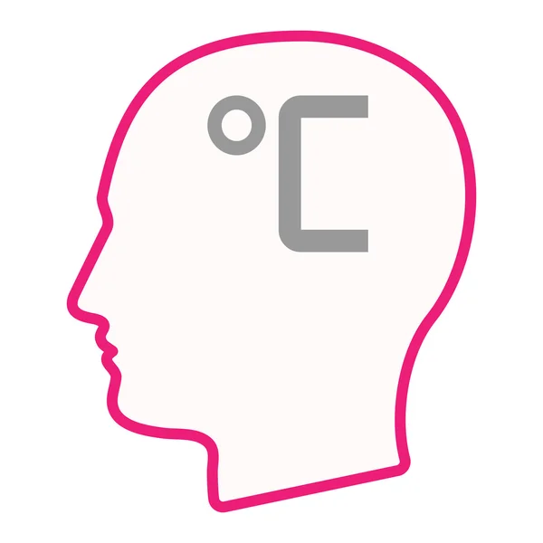 Izolované mužské hlavy silueta ikonu se znakem stupně Celsia — Stockový vektor
