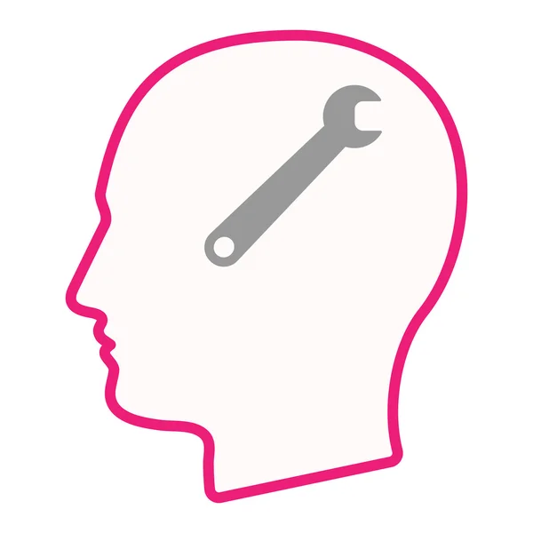 Isolated male head silhouette icon with a spanner — Stock Vector